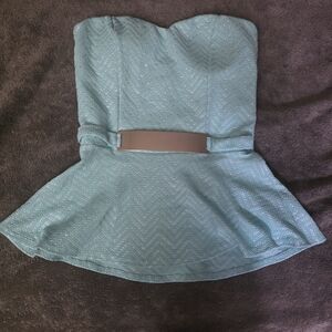 Janice Chic Strapless Teal Blouse Size Medium